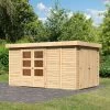 Abri De Jardin En Bois Massif 9,27m² Retola 6 Avec Armoire Intégrée – Karibu -Nesling Magasin abri de jardin en bois massif 927m retola 6 avec armoire integree woodfeeling