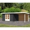 Abri De Jardin En Bois Massif Anthracite 10,60m² Bastrup 7 Avec Appentis 300cm Et Paroi Arrière – Karibu -Nesling Magasin abri de jardin en bois massif anthracite 1060m bastrup 7 avec appentis 300cm et paroi arriere woodfeeling