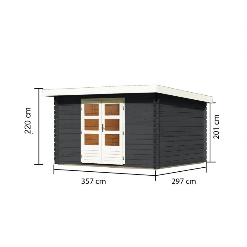 Abri De Jardin En Bois Massif Anthracite 10,60m² Bastrup 7 – Karibu 4 Abri De Jardin En Bois Massif Anthracite 10,60m² Bastrup 7 – Karibu – Image 2