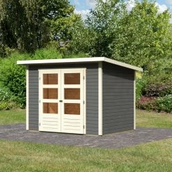 Abri De Jardin En Bois Massif Gris Terre 4,57m² Stockach 3 – Karibu