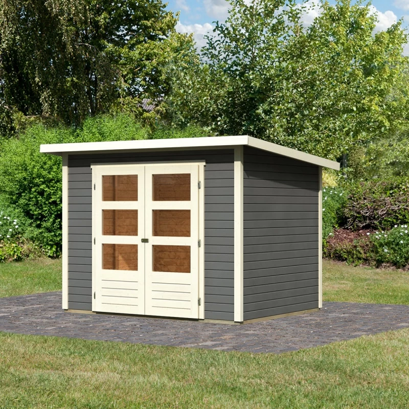 Abri De Jardin En Bois Massif Gris Terre 4,57m² Stockach 3 – Karibu 3 Abri De Jardin En Bois Massif Gris Terre 4,57m² Stockach 3 – Karibu