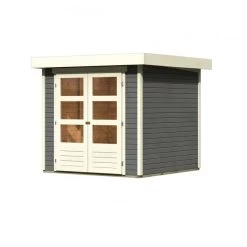 Abri De Jardin En Bois Massif Gris Terre 4,62m² Askola 2 – Karibu -Nesling Magasin abri de jardin en bois massif gris terre 462m askola 2 woodfeeling 3
