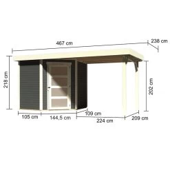 Abri De Jardin En Bois Massif Gris Terre 4,62m² Schwandorf 3 Avec Appentis 240cm – Karibu -Nesling Magasin abri de jardin en bois massif gris terre 462m schwandorf 3 avec appentis 240cm woodfeeling 1