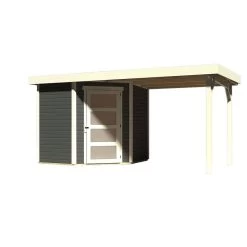 Abri De Jardin En Bois Massif Gris Terre 4,62m² Schwandorf 3 Avec Appentis 240cm – Karibu -Nesling Magasin abri de jardin en bois massif gris terre 462m schwandorf 3 avec appentis 240cm woodfeeling 2