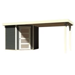 Abri De Jardin En Bois Massif Gris Terre 4,62m² Schwandorf 3 Avec Appentis 280cm – Karibu -Nesling Magasin abri de jardin en bois massif gris terre 462m schwandorf 3 avec appentis 280cm woodfeeling 2