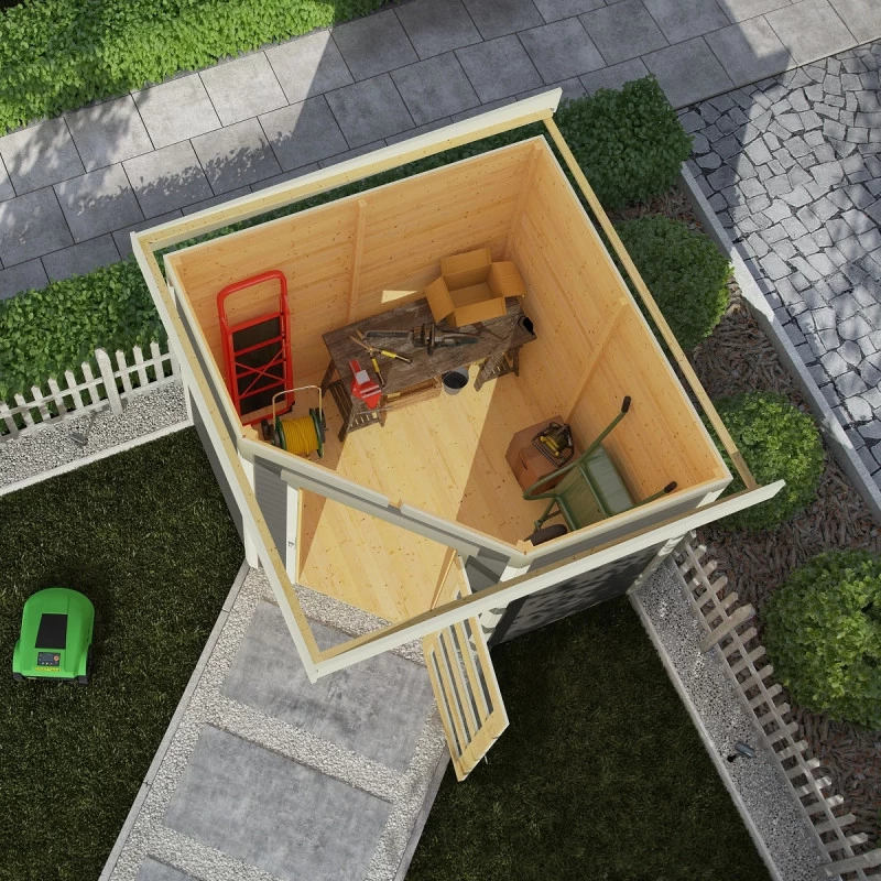 Abri De Jardin En Bois Massif Gris Terre 4,62m² Schwandorf 3 – Karibu 4 Abri De Jardin En Bois Massif Gris Terre 4,62m² Schwandorf 3 – Karibu – Image 2