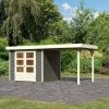 Abri De Jardin En Bois Massif Gris Terre 5,25m² Askola 3 Avec Appentis 240cm - Karibu -Nesling Magasin abri de jardin en bois massif gris terre 525m askola 3 avec appentis 240cm woodfeeling
