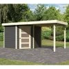 Abri De Jardin En Bois Massif Gris Terre 5,95m² Schwandorf 5 Avec Appentis 240cm – Karibu -Nesling Magasin abri de jardin en bois massif gris terre 595m schwandorf 5 avec appentis 240cm woodfeeling
