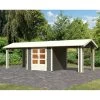 Abri De Jardin En Bois Massif Gris Terre 5,95m² Theres 3 Avec Deux Auvents – Karibu -Nesling Magasin abri de jardin en bois massif gris terre 595m theres 3 avec deux auvents karibu