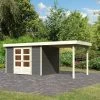 Abri De Jardin En Bois Massif Gris Terre 7,43m² Askola 5 Avec Appentis 240cm - Karibu -Nesling Magasin abri de jardin en bois massif gris terre 743m askola 5 avec appentis 240cm woodfeeling