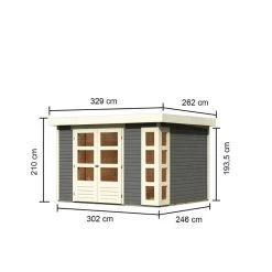 Abri De Jardin En Bois Massif Gris Terre 7,43m² Kerko 5 – Karibu -Nesling Magasin abri de jardin en bois massif gris terre 743m kerko 5 woodfeeling 1