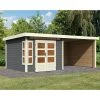 Abri De Jardin En Bois Massif Gris Terre 7,50m² Kastorf 6 Avec Appentis 320cm Et Paroi Arrière Et Latérale – Karibu -Nesling Magasin abri de jardin en bois massif gris terre 750m kastorf 6 avec appentis 320cm et paroi arriere et laterale karibu