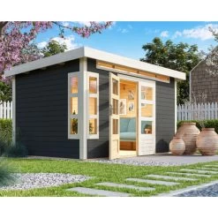 Abri De Jardin En Bois Massif Gris Terre 8,88m² Kastorf 7 – Karibu