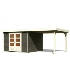 Abri De Jardin En Bois Massif Gris Terre 9,24m² Askola 6 Avec Appentis 280cm – Karibu -Nesling Magasin abri de jardin en bois massif gris terre 924m askola 6 avec appentis 280cm woodfeeling 2