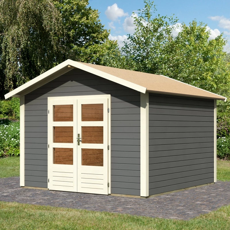 Abri De Jardin En Bois Massif Gris Terre 9,24m² Talkau 8 – Karibu 3 Abri De Jardin En Bois Massif Gris Terre 9,24m² Talkau 8 – Karibu