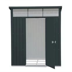 Abri De Jardin En Métal Anthracite 3,92m² + Kit D'ancrage + Kit De Fondation DURAMAX