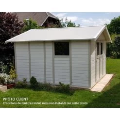 Abri De Jardin En PVC 11,2m² DECO Blanc Et Gris Vert Grosfillex + Kit Ancrage Offert -Nesling Magasin abri de jardin en pvc 112m deco blanc et gris vert grosfillex 2