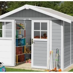 Abri De Jardin En PVC 4,9m² DECO Gris Clair Et Blanc Grosfillex + Kit Ancrage Offert 9 Abri De Jardin En PVC 4,9m² DECO Gris Clair Et Blanc Grosfillex + Kit Ancrage Offert -Nesling Magasin abri de jardin en pvc 49m gris clair et blanc grosfillex 1