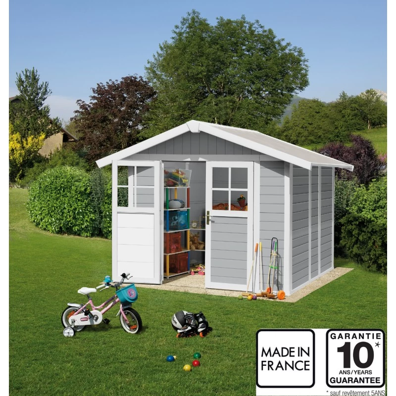 Abri De Jardin En PVC 4,9m² DECO Gris Clair Et Blanc Grosfillex + Kit Ancrage Offert 3 Abri De Jardin En PVC 4,9m² DECO Gris Clair Et Blanc Grosfillex + Kit Ancrage Offert