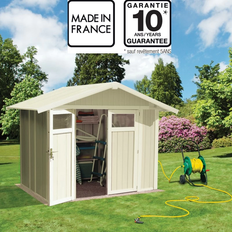 Abri De Jardin 4m² En PVC UTILITY Blanc Et Gris Vert Grosfillex + Kit Ancrage Offert 4 Abri De Jardin 4m² En PVC UTILITY Blanc Et Gris Vert Grosfillex + Kit Ancrage Offert – Image 2