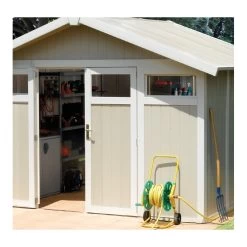 Abri De Jardin En PVC 7,53m² UTILITY Blanc Et Gris Vert Grosfillex + Kit Ancrage Offert -Nesling Magasin abri de jardin en pvc 753m utility blanc et gris vert grosfillex 1