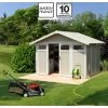 Abri De Jardin En PVC 7,53m² UTILITY Blanc Et Gris Vert Grosfillex + Kit Ancrage Offert -Nesling Magasin abri de jardin en pvc 753m utility blanc et gris vert grosfillex