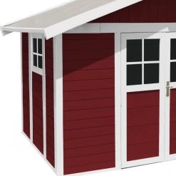 Abri De Jardin En PVC 7,5m² DECO Rouge Et Blanc Grosfillex + Kit Ancrage Offert -Nesling Magasin abri de jardin en pvc 75m deco rouge et blanc grosfillex 3