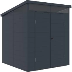 Abri De Jardin En Résine 3,24m² Anthracite Toit Monopente Skylight + Plancher - Jobu -Nesling Magasin abri de jardin en resine 324m anthracite toit monopente skylight plancher jobu 2