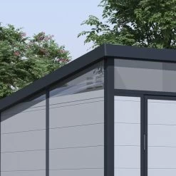 Abri De Jardin En Résine 3,24m² Gris Clair Toit Monopente Skylight + Plancher - Jobu -Nesling Magasin abri de jardin en resine 324m gris clair toit plat skylight plancher jobu 2