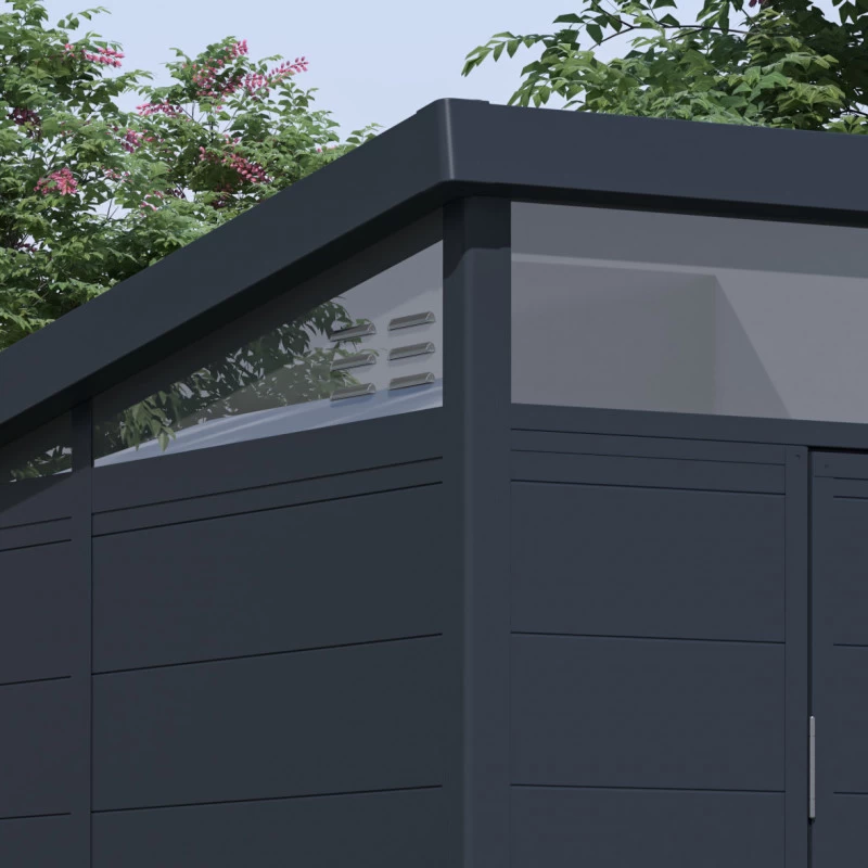 Abri De Jardin En Résine 4,10m² Anthracite Toit Monopente Skylight + Plancher - Jobu 5 Abri De Jardin En Résine 4,10m² Anthracite Toit Monopente Skylight + Plancher - Jobu – Image 3