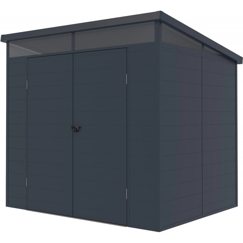 Abri De Jardin En Résine 4,10m² Anthracite Toit Monopente Skylight + Plancher - Jobu 8 Abri De Jardin En Résine 4,10m² Anthracite Toit Monopente Skylight + Plancher - Jobu – Image 6