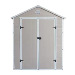 Abri De Jardin En Résine Beige 6,99m² + Kit De Fondation - JOBU -Nesling Magasin abri de jardin en resine beige 699m kit de fondation jobu 3