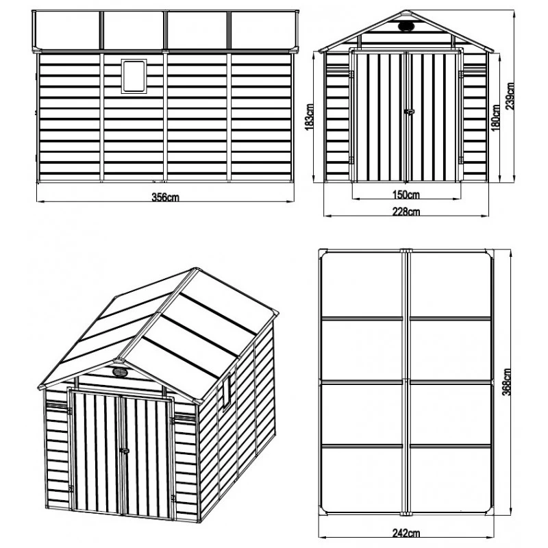 Abri De Jardin En Résine Beige 8,90m² + Kit De Fondation - JOBU 4 Abri De Jardin En Résine Beige 8,90m² + Kit De Fondation - JOBU – Image 2