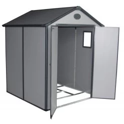 Abri De Jardin En Résine Gris 3,65m² + Kit De Fondation - JOBU -Nesling Magasin abri de jardin en resine gris 365m kit de fondation jobu 3