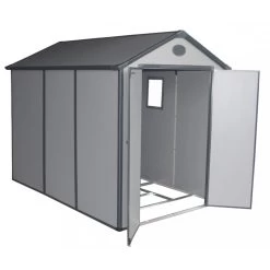 Abri De Jardin En Résine Gris 5,32m² + Kit De Fondation - JOBU