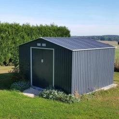 Abri De Jardin 10,85m² Métal PLUS Anthracite + Kit D'ancrage X-METAL