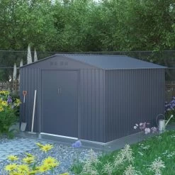 Abri De Jardin Métal 8,84m² FIRST Anthracite + Kit D'ancrage X-METAL