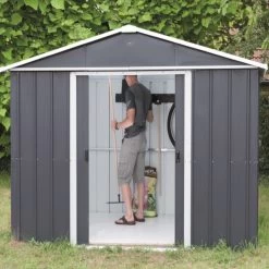 Abri De Jardin Métal Anthracite 12m² + Kit D'ancrage Inclus - YARDMASTER -Nesling Magasin abri de jardin metal anthracite 12m kit d ancrage inclus yardmaster 2