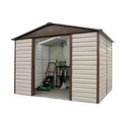 Abri De Jardin Métal Beige Et Marron 5,97m² + Kit D'ancrage Inclus - YARDMASTER -Nesling Magasin abri de jardin metal beige et marron 597m kit d ancrage inclus yardmaster 3