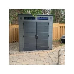 Abri De Jardin Polyéthylène 25mm Gris Foncé 4,88m² Modern + Plancher - SUNCAST -Nesling Magasin abri de jardin polyethylene 25mm gris fonce 488m modern plancher suncast 2