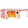 Abri Toit Plat DINAN 29,04m² En Madriers Douglas 28mm Avec Terrasse + Couverture Bac Acier - HABRITA
