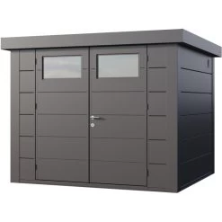 Abri En Acier Galvanisé Gris Anthracite 6,4m² Avec Double Porte Eleganto 2724 Telluria