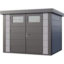 Abri En Acier Galvanisé Gris Clair 6,4m² Avec Double Porte Eleganto 2724 Telluria