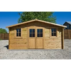 Abri En Bois Massif 19,8m² PLUS 28mm Traité Teinté Marron Gardy Shelter -Nesling Magasin abri en bois massif 198m plus 28mm traite teinte marron gardy shelter 2