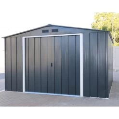 Abri En Métal Parois Hautes Anthracite Colussus 11,69m² DURAMAX + Kit Ancrage -Nesling Magasin abri en metal parois hautes anthracite colussus 1169m duramax kit ancrage 2