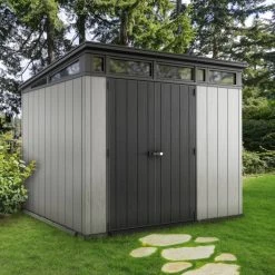 Abri Monopente En Résine Brossée Brossium 6m² + Plancher KETER -Nesling Magasin abri en resine brossee monopente brossium 6m plancher keter 3