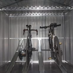 Abri Pour 4 Vélos En Acier Galvanisé Gris Avec Rails De Rangement 4,02m² - Chalet Et Jardin -Nesling Magasin abri pour 4 velos en acier galvanise gris avec rails de rangement 402m chalet et jardin 4