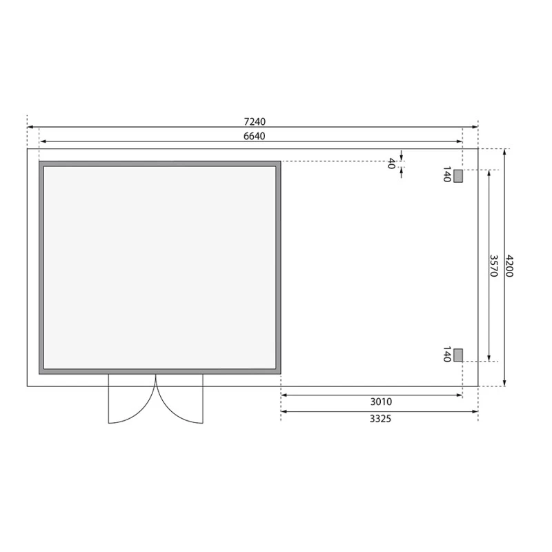 Abri Toit Plat 13,60m² Bois Massif 40mm Northeim 5 Avec Appentis 330cm Et Paroi Arrière – Karibu 5 Abri Toit Plat 13,60m² Bois Massif 40mm Northeim 5 Avec Appentis 330cm Et Paroi Arrière – Karibu – Image 3