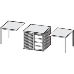 Abri Toit Plat En Bois Massif 19mm Qubic 6,05m² + Appentis 5,6m² - Karibu -Nesling Magasin abri toit plat en bois massif 19mm qubic 605m avec appentis karibu 2