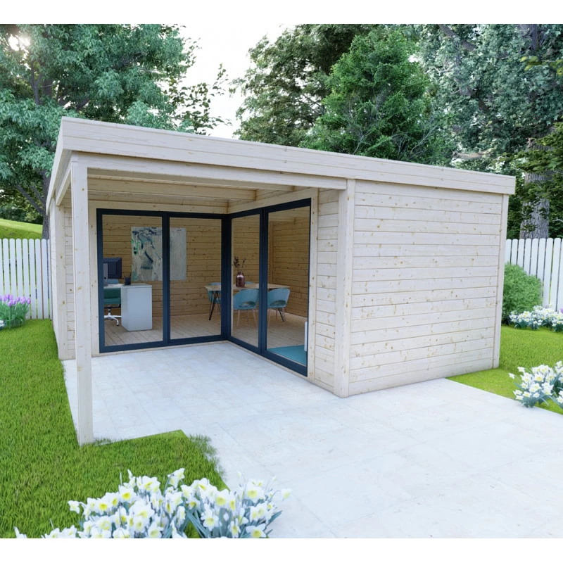 Bureau De Jardin En Bois Massif Avec Terrasse 18,6m² - Madriers 40mm Gardy Shelter 8 Bureau De Jardin En Bois Massif Avec Terrasse 18,6m² - Madriers 40mm Gardy Shelter – Image 6